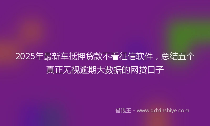 2025年最新车抵押贷款不看征信软件，总结五个真正无视逾期大数据的网贷口子