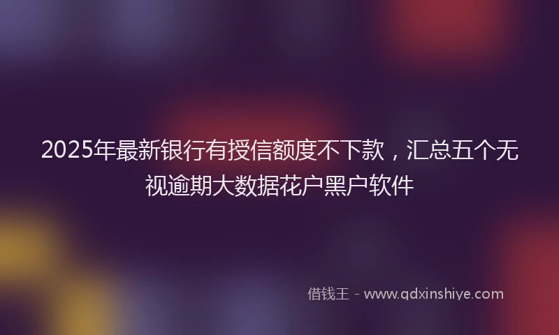 2025年最新银行有授信额度不下款，汇总五个无视逾期大数据花户黑户软件