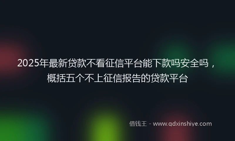 2025年最新贷款不看征信平台能下款吗安全吗，概括五个不上征信报告的贷款平台