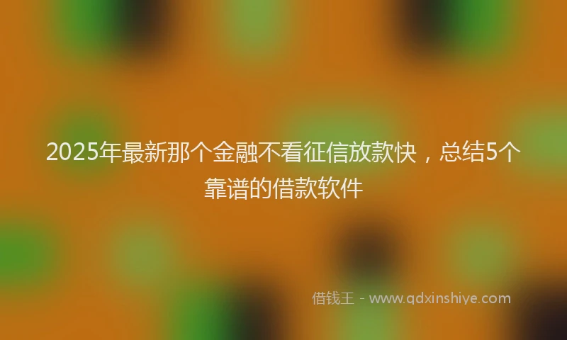 2025年最新那个金融不看征信放款快，总结5个靠谱的借款软件