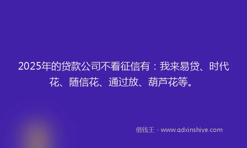 2025年的贷款公司不看征信有：我来易贷、时代花、随信花、通过放、葫芦花等。