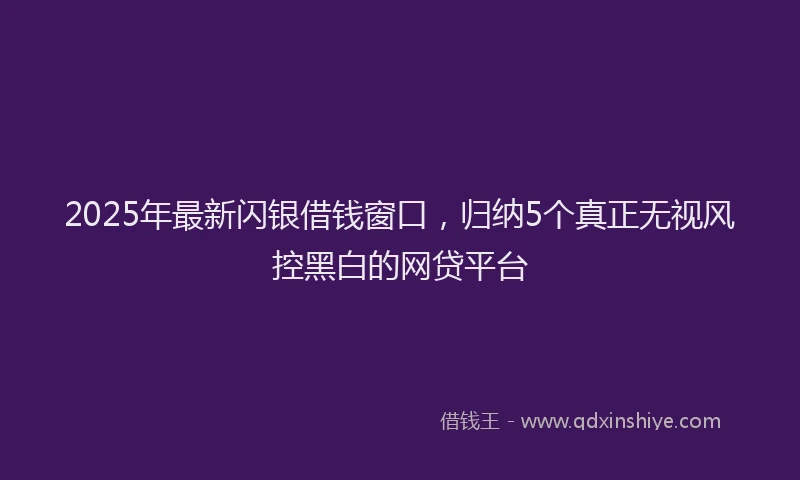 2025年最新闪银借钱窗口，归纳5个真正无视风控黑白的网贷平台