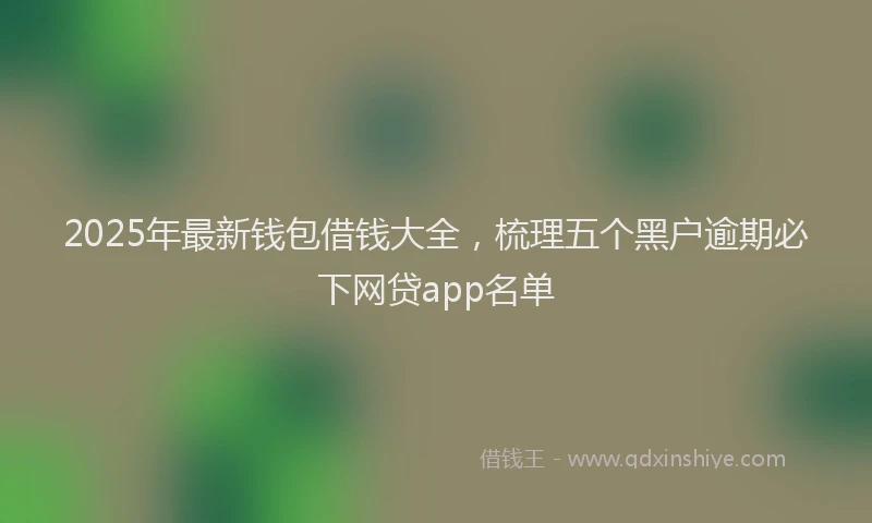 2025年最新钱包借钱大全，梳理五个黑户逾期必下网贷app名单