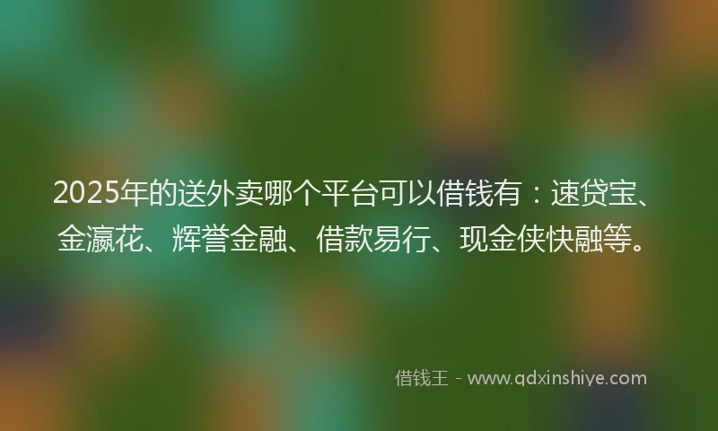 2025年的送外卖哪个平台可以借钱有：速贷宝、金瀛花、辉誉金融、借款易行、现金侠快融等。