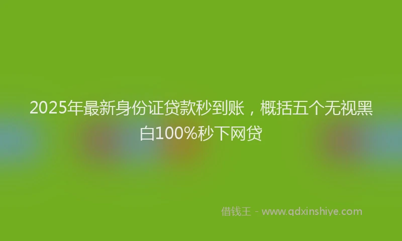 2025年最新身份证贷款秒到账，概括五个无视黑白100%秒下网贷
