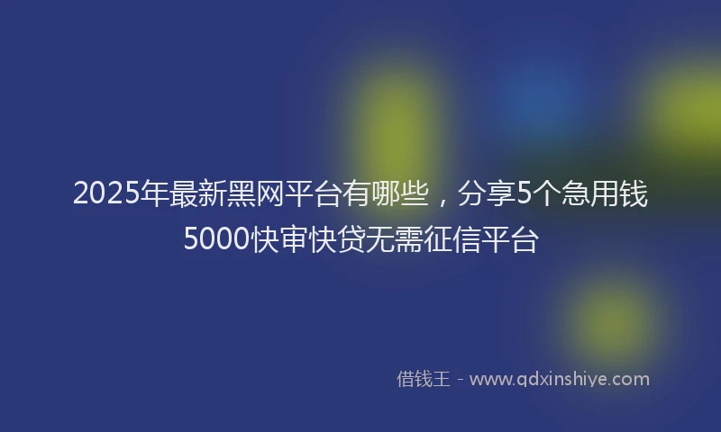 2025年最新黑网平台有哪些，分享5个急用钱5000快审快贷无需征信平台