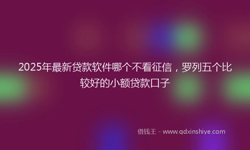2025年最新贷款软件哪个不看征信，罗列五个比较好的小额贷款口子