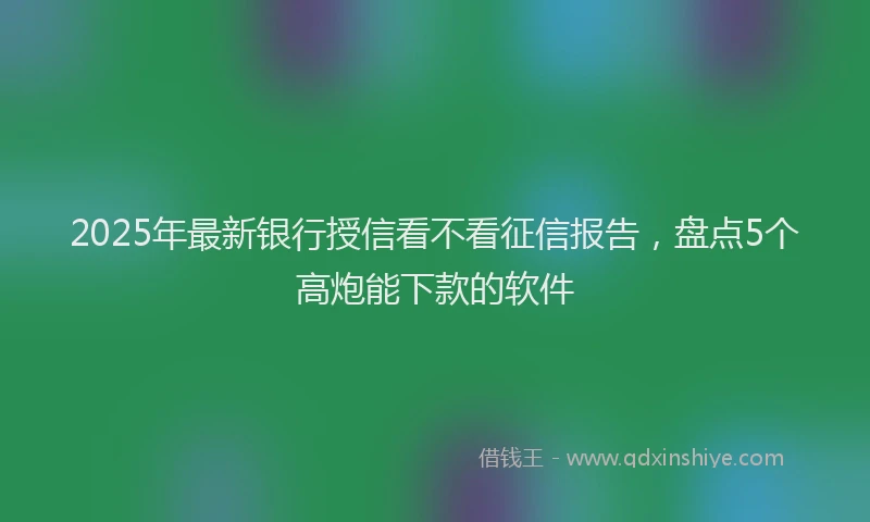 2025年最新银行授信看不看征信报告，盘点5个高炮能下款的软件