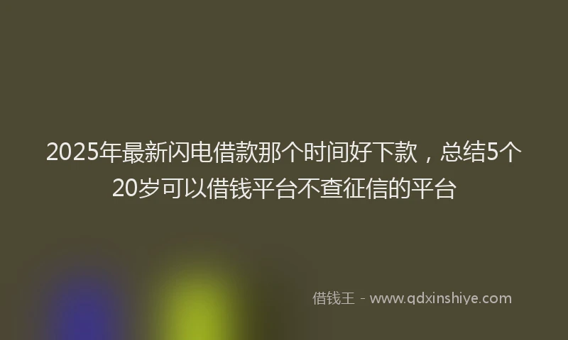 2025年最新闪电借款那个时间好下款，总结5个20岁可以借钱平台不查征信的平台