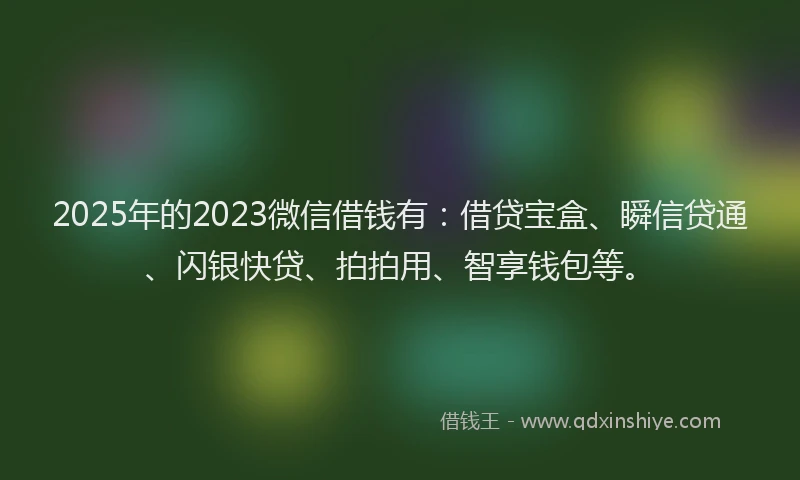 2025年的2023微信借钱有：借贷宝盒、瞬信贷通、闪银快贷、拍拍用、智享钱包等。