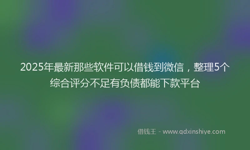 2025年最新那些软件可以借钱到微信，整理5个综合评分不足有负债都能下款平台