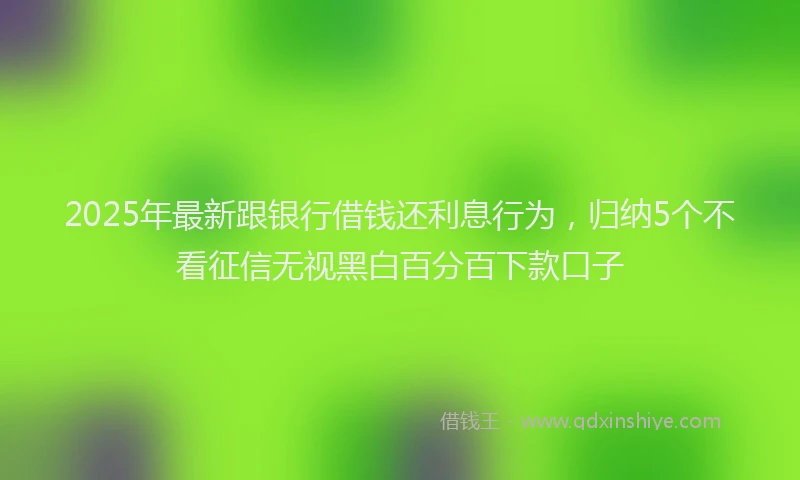 2025年最新跟银行借钱还利息行为，归纳5个不看征信无视黑白百分百下款口子
