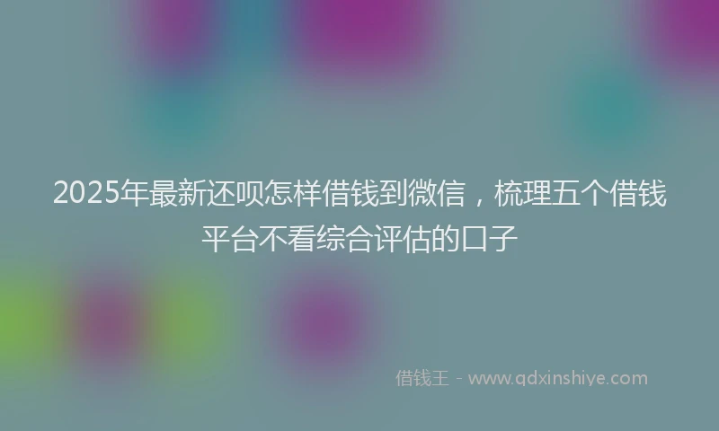 2025年最新还呗怎样借钱到微信，梳理五个借钱平台不看综合评估的口子
