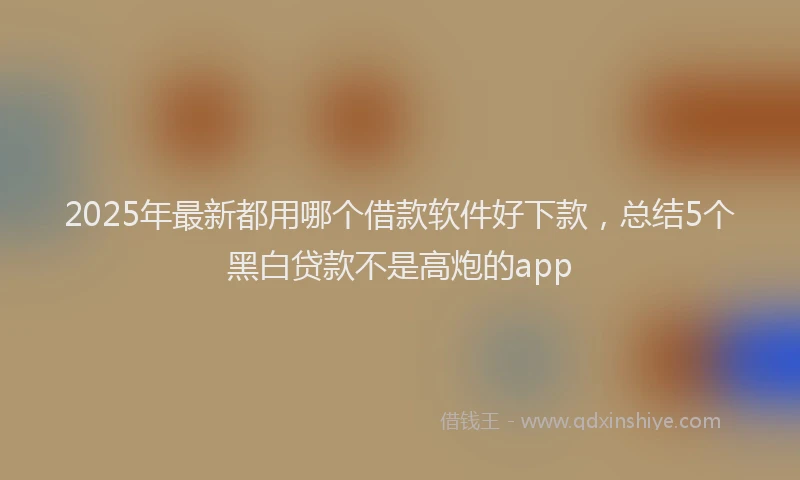 2025年最新都用哪个借款软件好下款，总结5个黑白贷款不是高炮的app