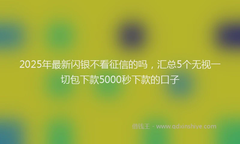 2025年最新闪银不看征信的吗，汇总5个无视一切包下款5000秒下款的口子