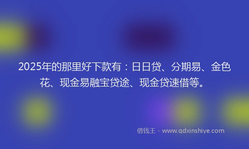 2025年的那里好下款有：日日贷、分期易、金色花、现金易融宝贷途、现金贷速借等。