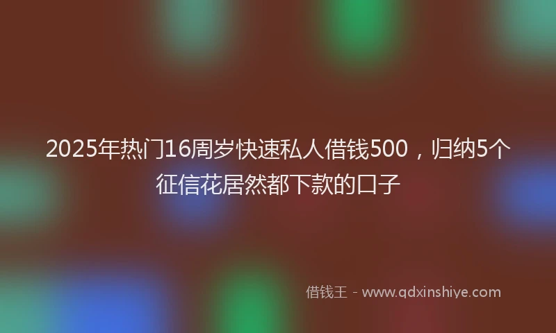2025年热门16周岁快速私人借钱500，归纳5个征信花居然都下款的口子