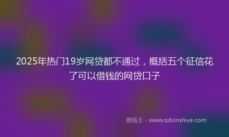 2025年热门19岁网贷都不通过，概括五个征信花了可以借钱的网贷口子