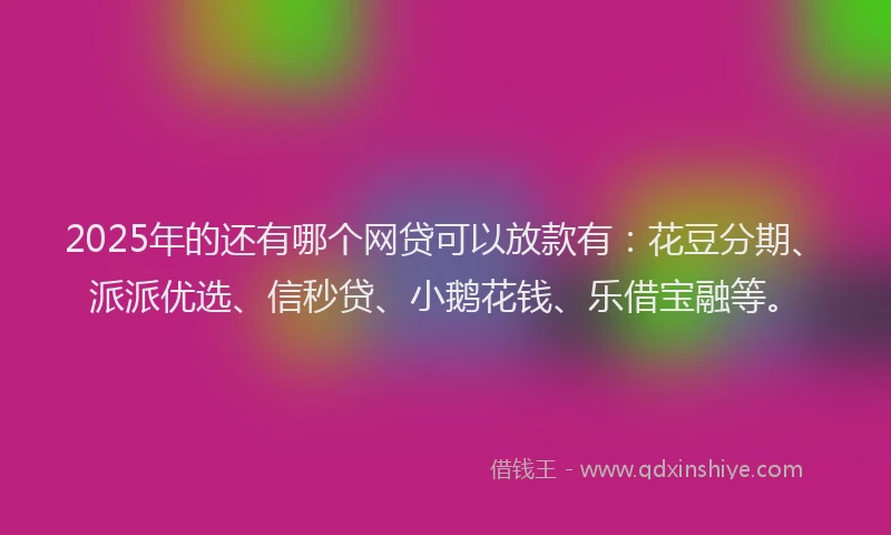 2025年的还有哪个网贷可以放款有：花豆分期、派派优选、信秒贷、小鹅花钱、乐借宝融等。