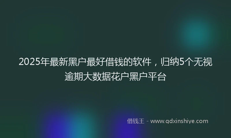 2025年最新黑户最好借钱的软件，归纳5个无视逾期大数据花户黑户平台