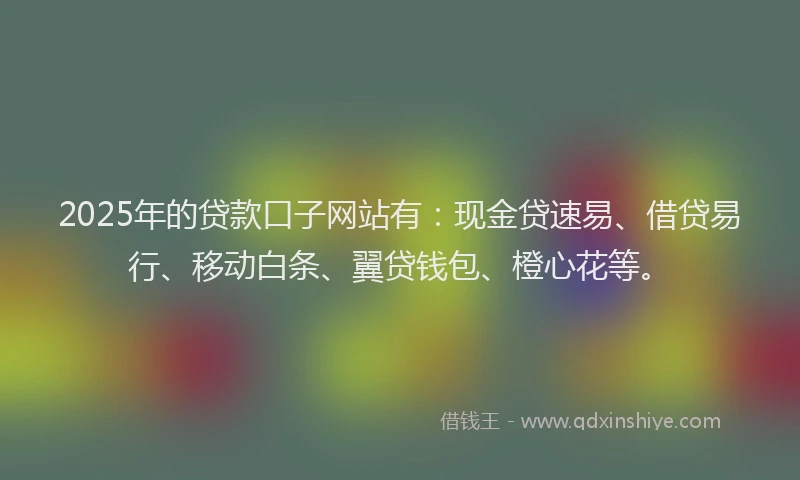 2025年的贷款口子网站有：现金贷速易、借贷易行、移动白条、翼贷钱包、橙心花等。