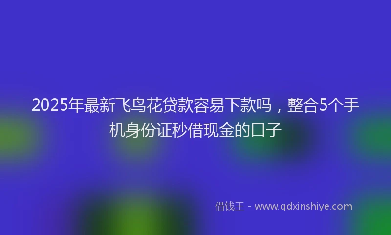 2025年最新飞鸟花贷款容易下款吗，整合5个手机身份证秒借现金的口子