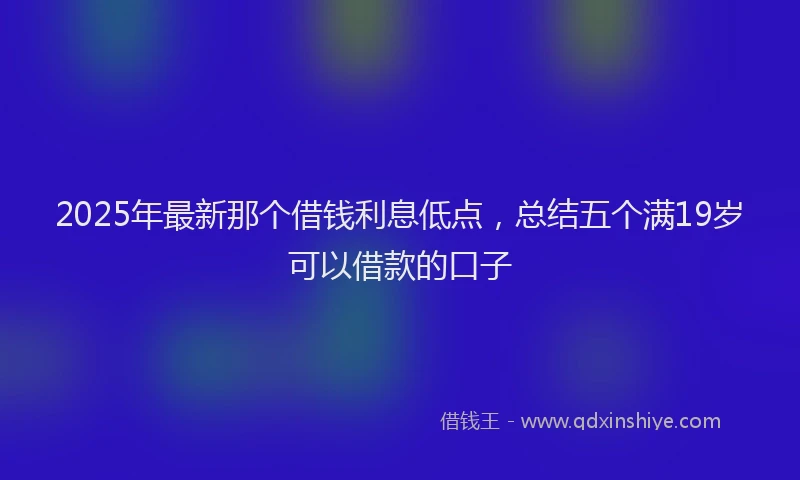 2025年最新那个借钱利息低点，总结五个满19岁可以借款的口子