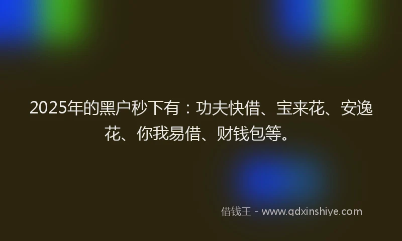 2025年的黑户秒下有：功夫快借、宝来花、安逸花、你我易借、财钱包等。
