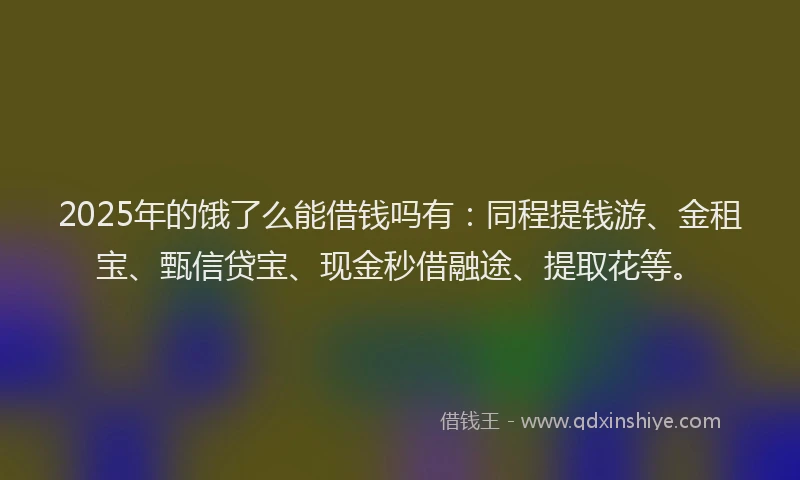 2025年的饿了么能借钱吗有：同程提钱游、金租宝、甄信贷宝、现金秒借融途、提取花等。