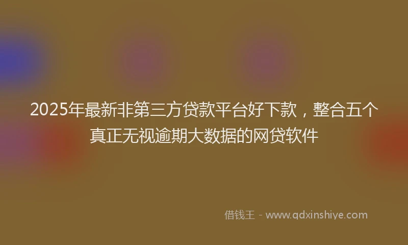 2025年最新非第三方贷款平台好下款，整合五个真正无视逾期大数据的网贷软件