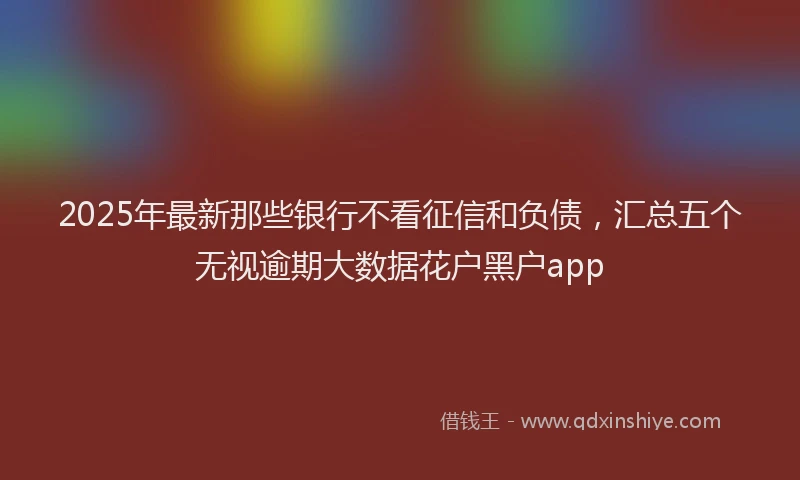 2025年最新那些银行不看征信和负债，汇总五个无视逾期大数据花户黑户app