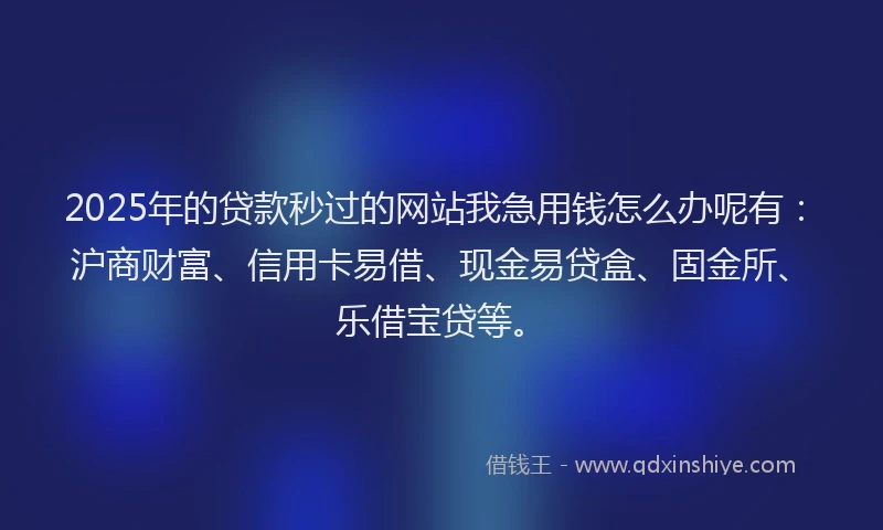 2025年的贷款秒过的网站我急用钱怎么办呢有：沪商财富、信用卡易借、现金易贷盒、固金所、乐借宝贷等。