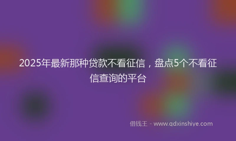 2025年最新那种贷款不看征信，盘点5个不看征信查询的平台