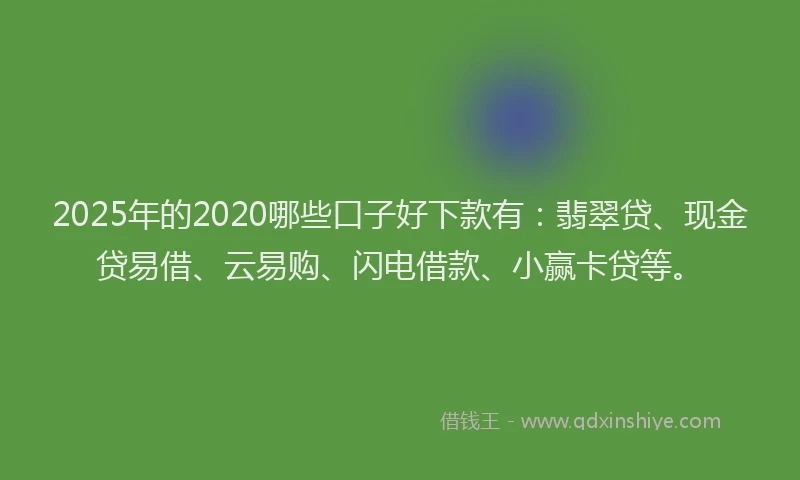 2025年的2020哪些口子好下款有：翡翠贷、现金贷易借、云易购、闪电借款、小赢卡贷等。