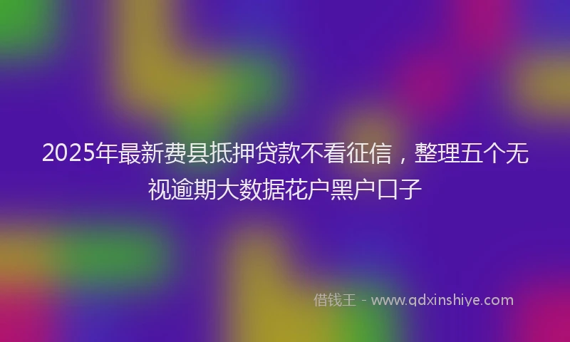 2025年最新费县抵押贷款不看征信，整理五个无视逾期大数据花户黑户口子