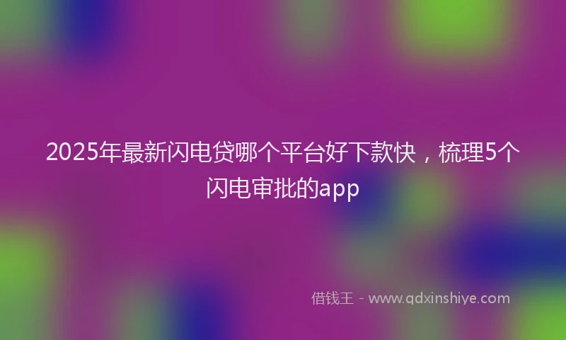 2025年最新闪电贷哪个平台好下款快，梳理5个闪电审批的app