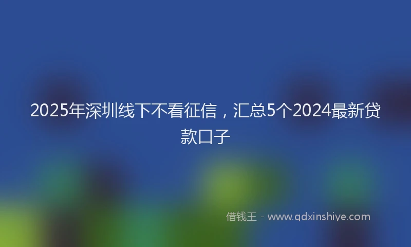 2025年深圳线下不看征信，汇总5个2024最新贷款口子