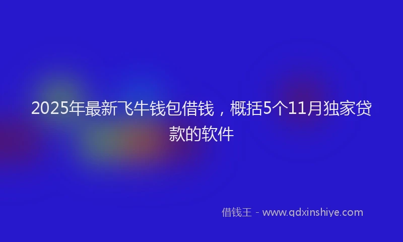 2025年最新飞牛钱包借钱，概括5个11月独家贷款的软件