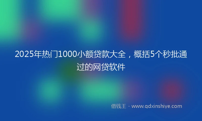 2025年热门1000小额贷款大全，概括5个秒批通过的网贷软件