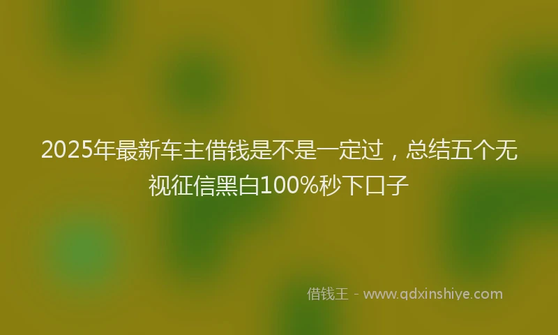 2025年最新车主借钱是不是一定过，总结五个无视征信黑白100%秒下口子