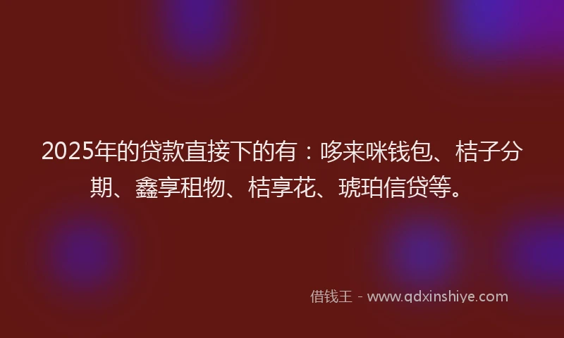 2025年的贷款直接下的有：哆来咪钱包、桔子分期、鑫享租物、桔享花、琥珀信贷等。