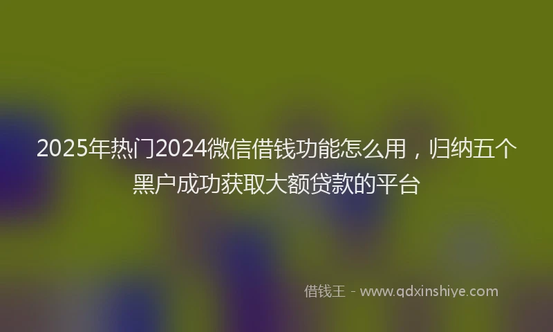 2025年热门2024微信借钱功能怎么用，归纳五个黑户成功获取大额贷款的平台