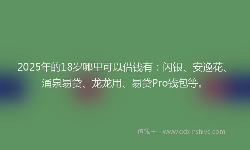 2025年的18岁哪里可以借钱有：闪银、安逸花、涌泉易贷、龙龙用、易贷Pro钱包等。