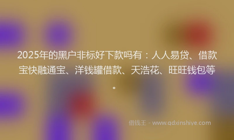 2025年的黑户非标好下款吗有：人人易贷、借款宝快融通宝、洋钱罐借款、天浩花、旺旺钱包等。