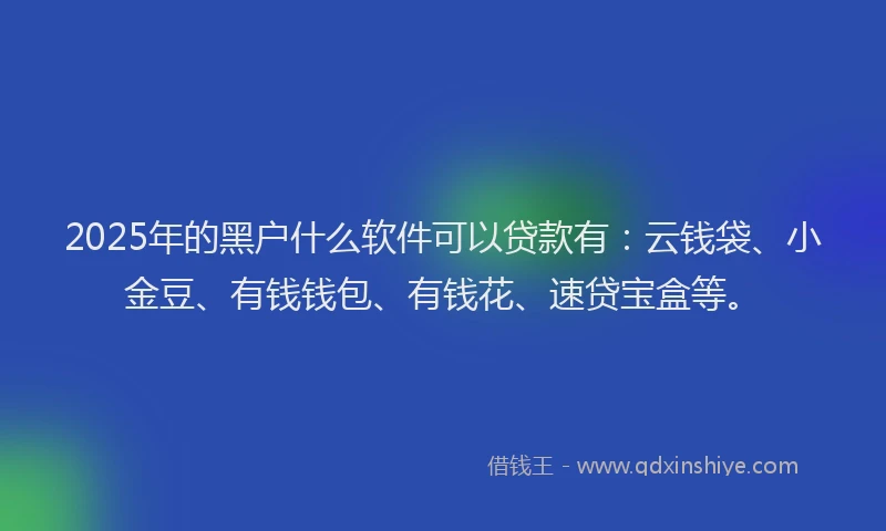 2025年的黑户什么软件可以贷款有：云钱袋、小金豆、有钱钱包、有钱花、速贷宝盒等。