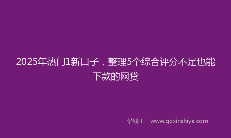 2025年热门1新口子，整理5个综合评分不足也能下款的网贷