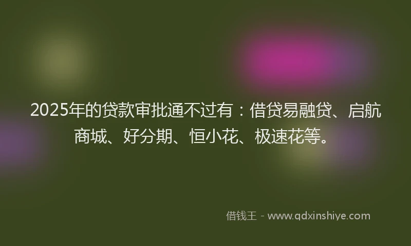 2025年的贷款审批通不过有：借贷易融贷、启航商城、好分期、恒小花、极速花等。