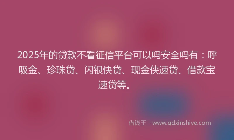 2025年的贷款不看征信平台可以吗安全吗有：呼吸金、珍珠贷、闪银快贷、现金侠速贷、借款宝速贷等。
