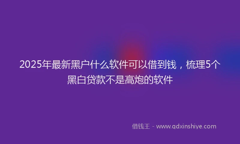 2025年最新黑户什么软件可以借到钱，梳理5个黑白贷款不是高炮的软件