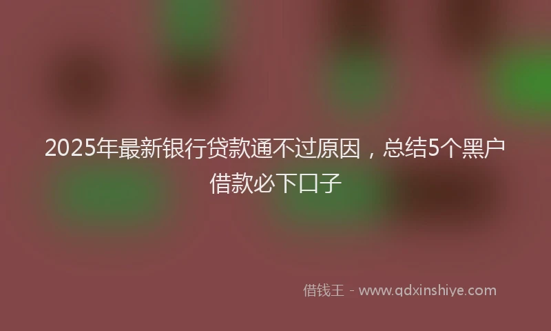 2025年最新银行贷款通不过原因，总结5个黑户借款必下口子